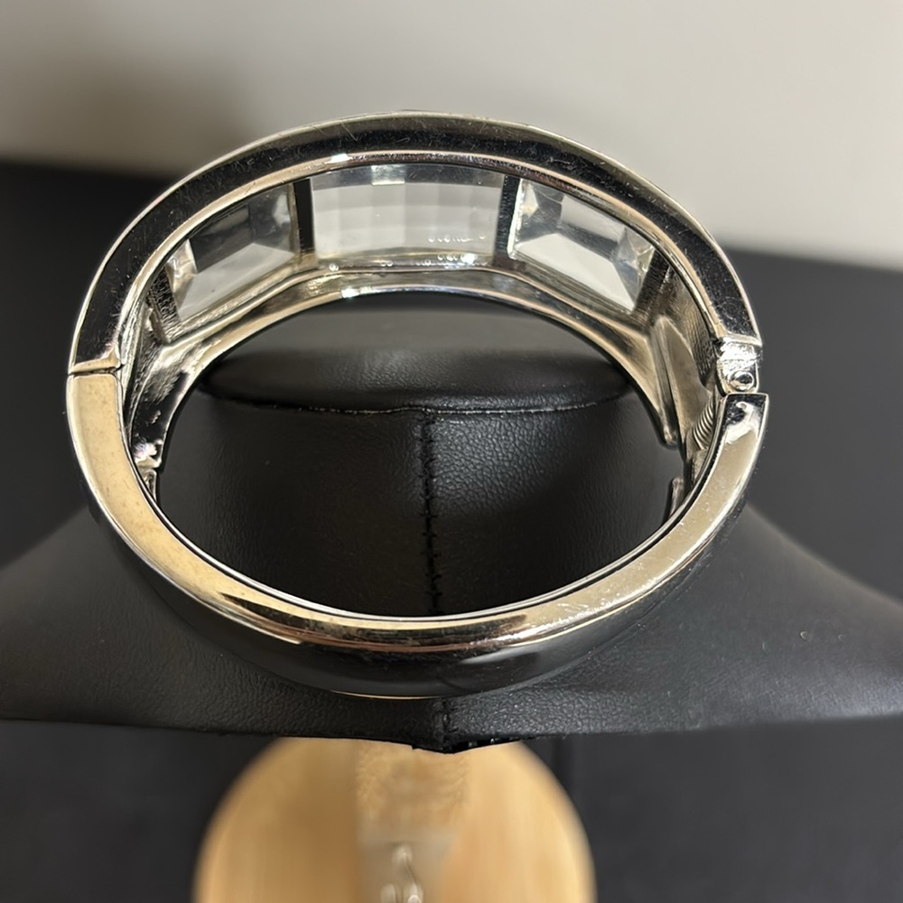 Silver Tone Clear Pattern Chunky Statement Clampe… - image 3